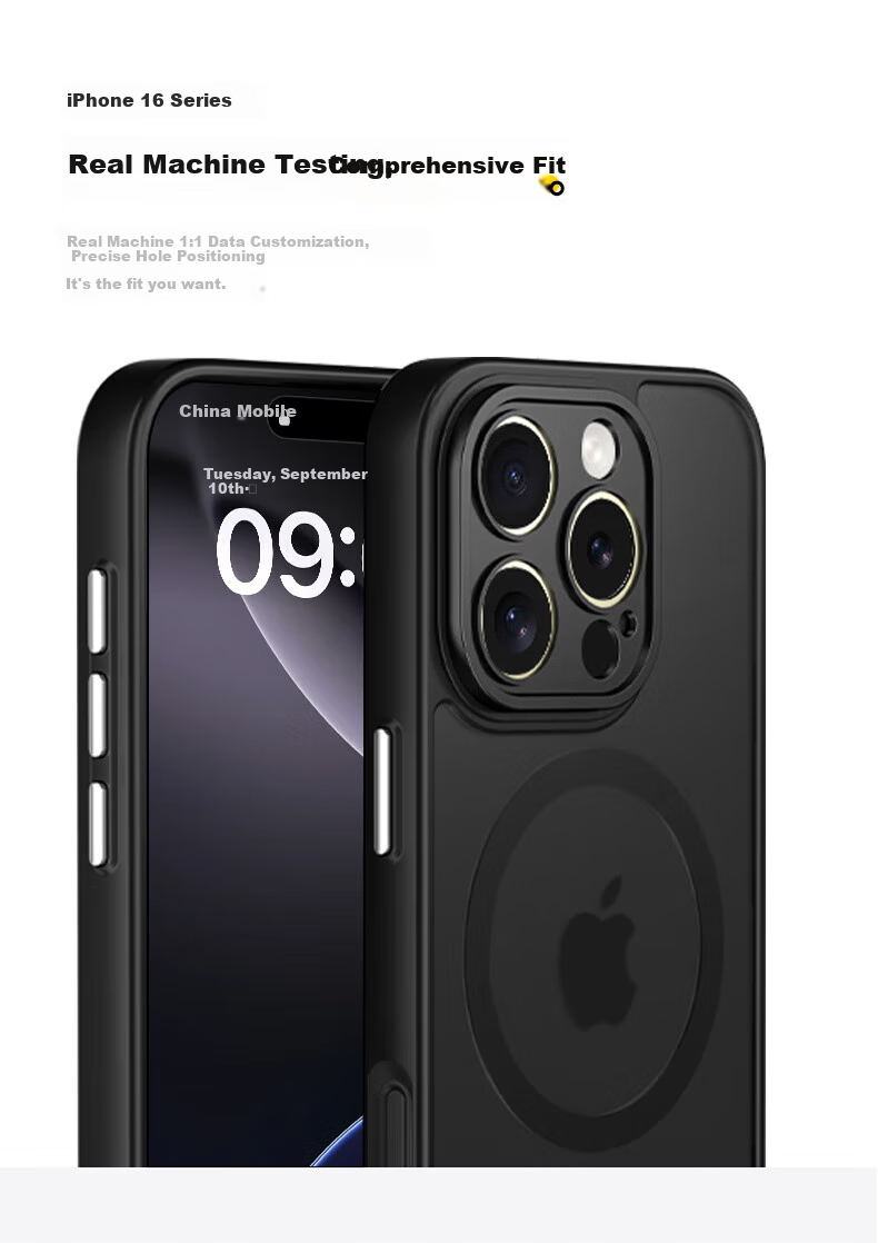 Чехол KEKLLE для Apple iPhone 16e, магнитный, анти-капля, матовый, защита для всего объектива, черный