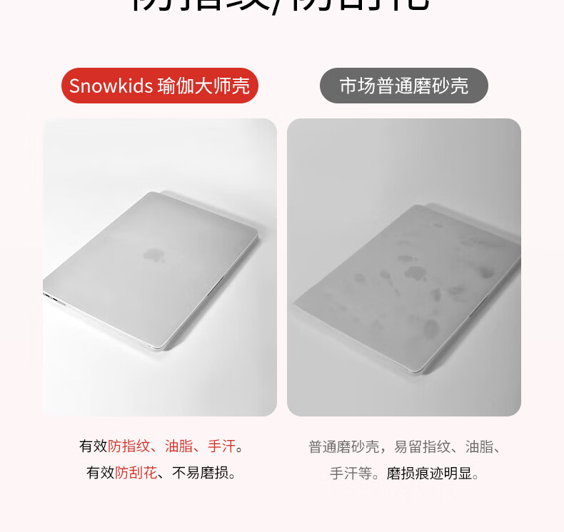 Защитный чехол Snowkids для Apple MacBook Air 13.6" M4/M3/M2, тонкий, матовый, белый