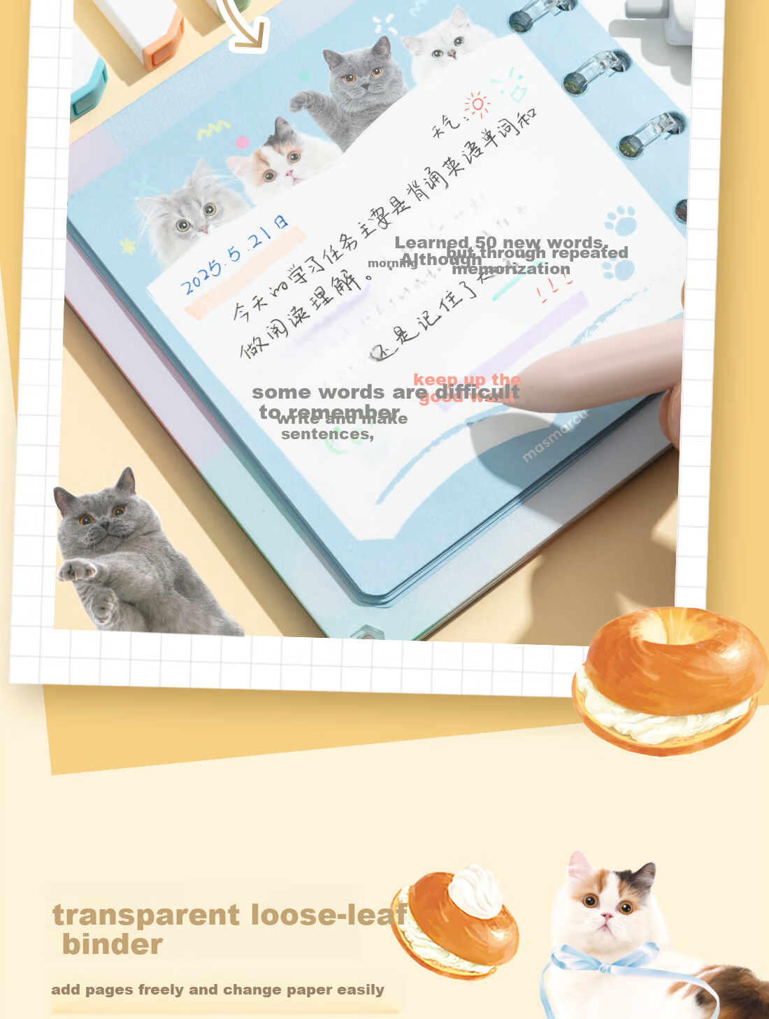 Блокнот MASMARCU "All Meow" M5, 40 листов, розовый