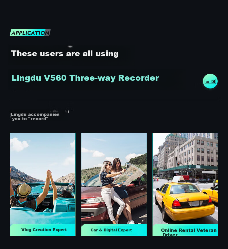 Видеорегистратор LNDU V560, 3 камеры, 2K, ИК-ночное видение, мониторинг парковки