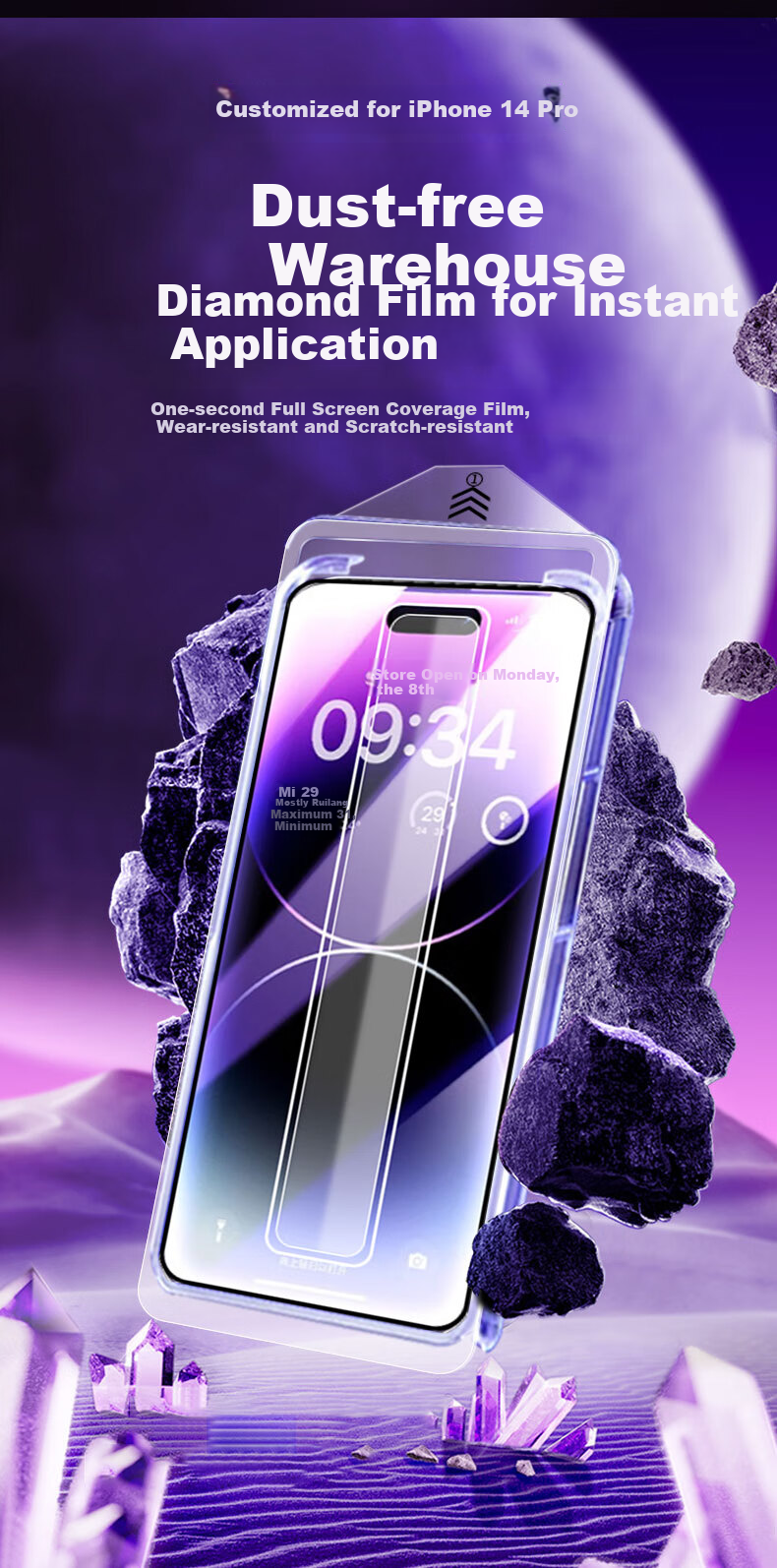 Защитное стекло для экрана KOOLIFE для iPhone 14 Pro, совместимо с iPhone 14/13/13 Pro, высокое разрешение, полное покрытие, ультратонкое, пылезащитное, 2 шт.
