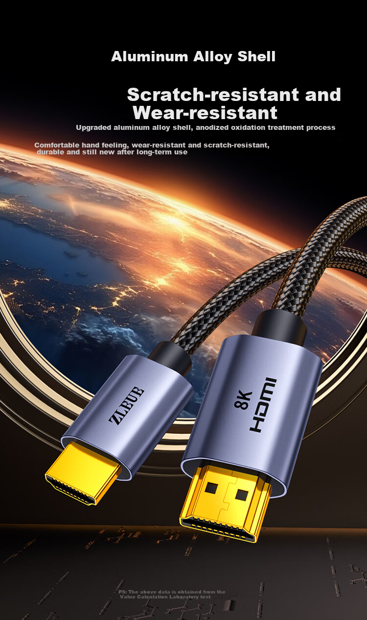 Кабель ZLEEE HDMI 2.1 8K 60Hz 4K 240Hz, 3 метра, черный