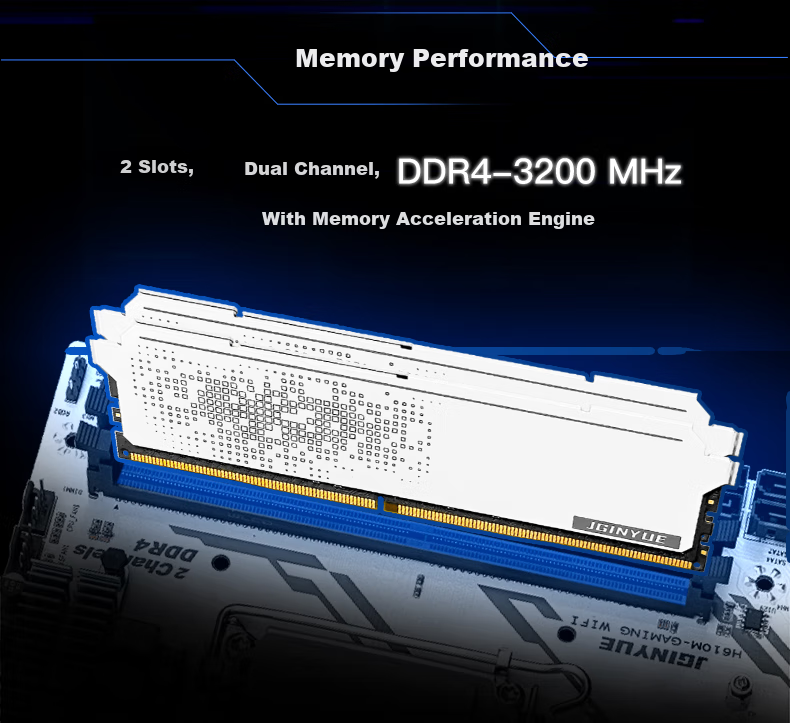 Материнская плата JGINYUE H610M GAMING WIFI, LGA1700, DDR4, M-ATX, с Wi-Fi