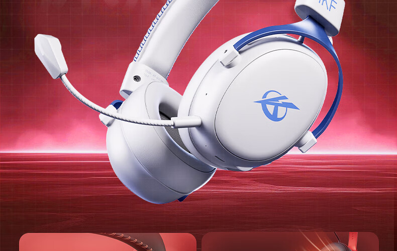 Игровые наушники iKF V11 Max с микрофоном, беспроводные, Bluetooth, 7.1 звук, белый с синим