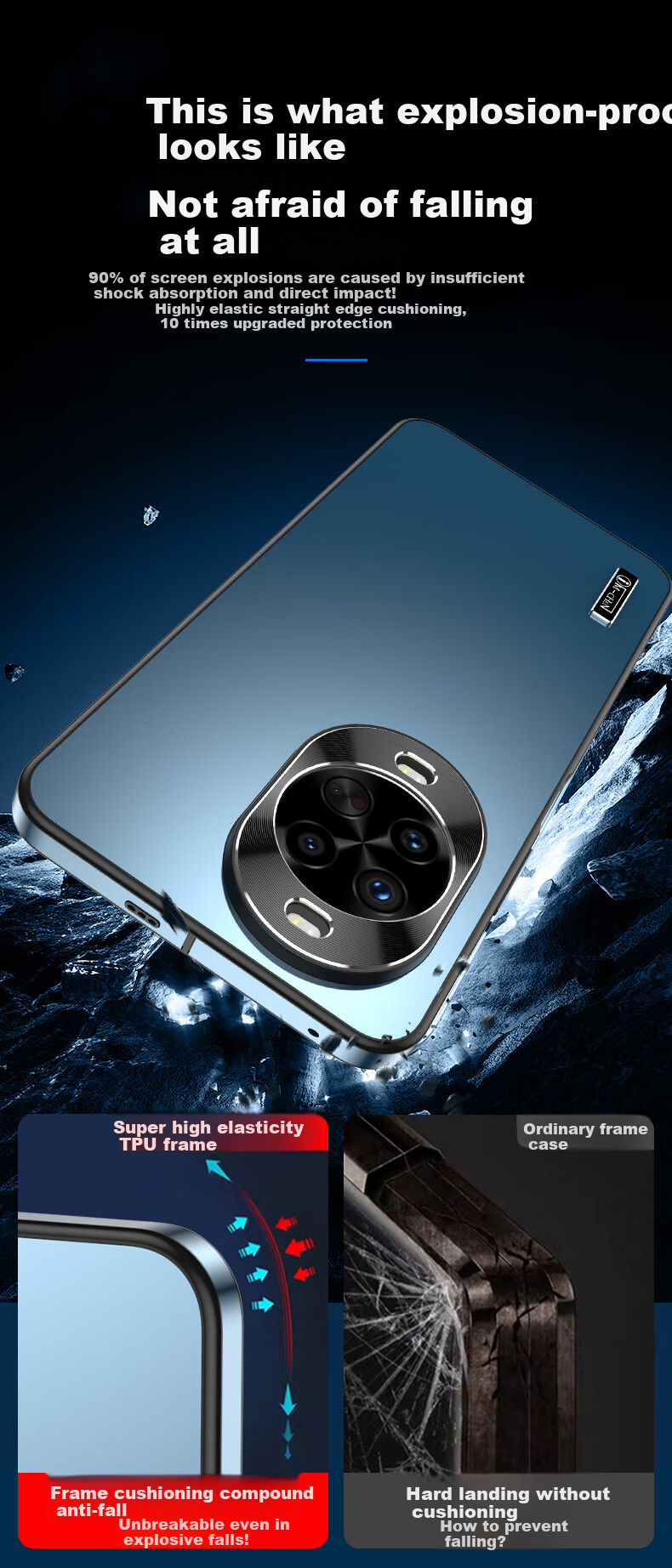 Чехол для Huawei Nova 14 Pro IM-CHEN, силиконовый, противоударный, с защитой камеры, синий