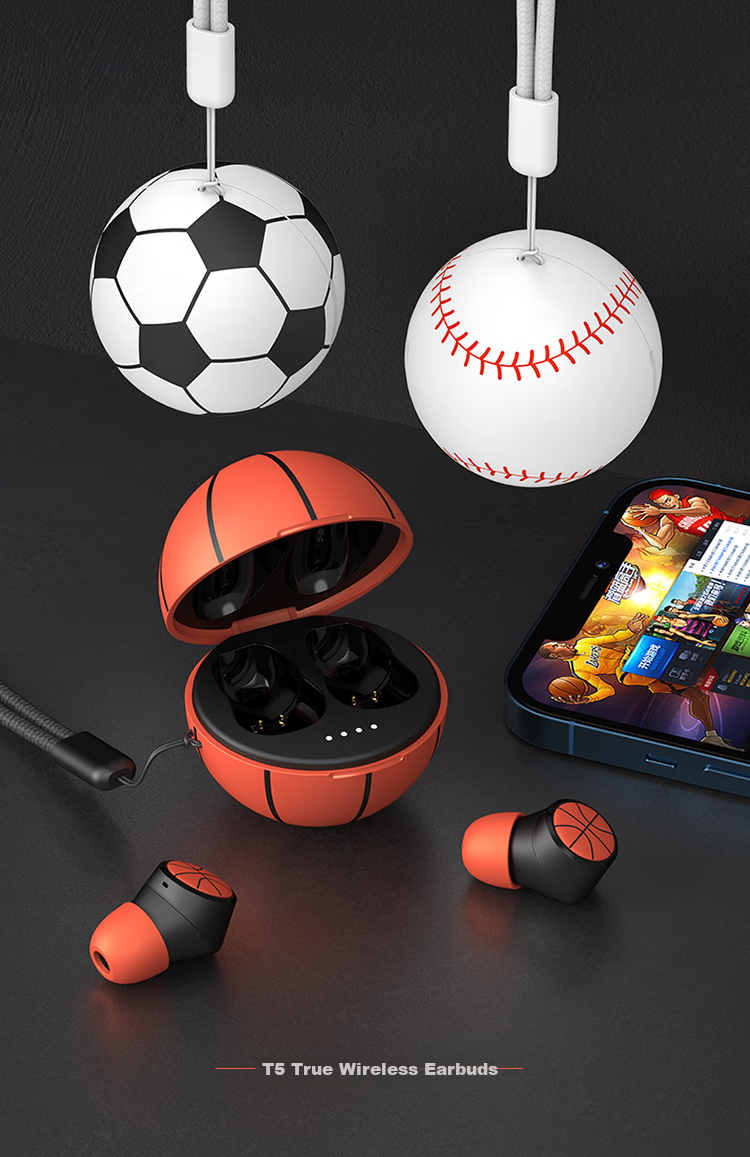 Беспроводные наушники EMEY T5 Bluetooth, спортивные, игровые, внутриканальные с шумоподавлением и долгим временем работы, совместимы с телефонами Apple, Xiaomi, Huawei