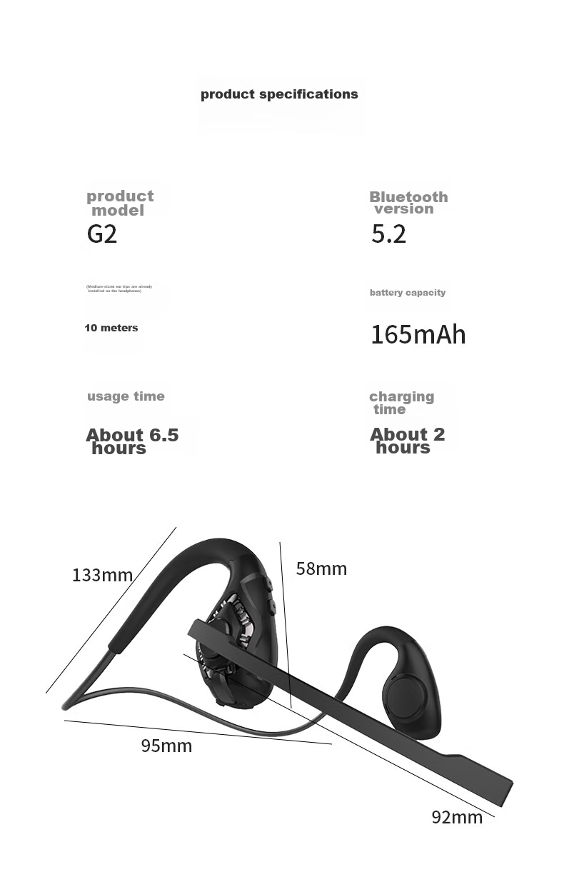 Беспроводные наушники Masentek G2 с микрофоном, Bluetooth 5.2, открытого типа, для звонков и спорта