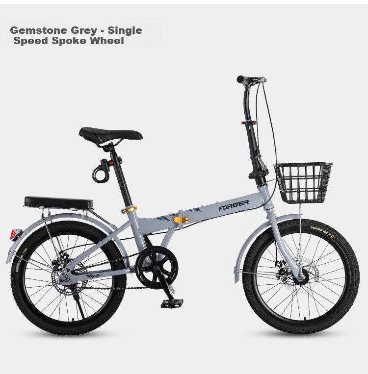 FOREVER 7 Speed 22-Inch City Folding Bicycle for Men, Women, Adults, Teenagers, Students, Children, Gray