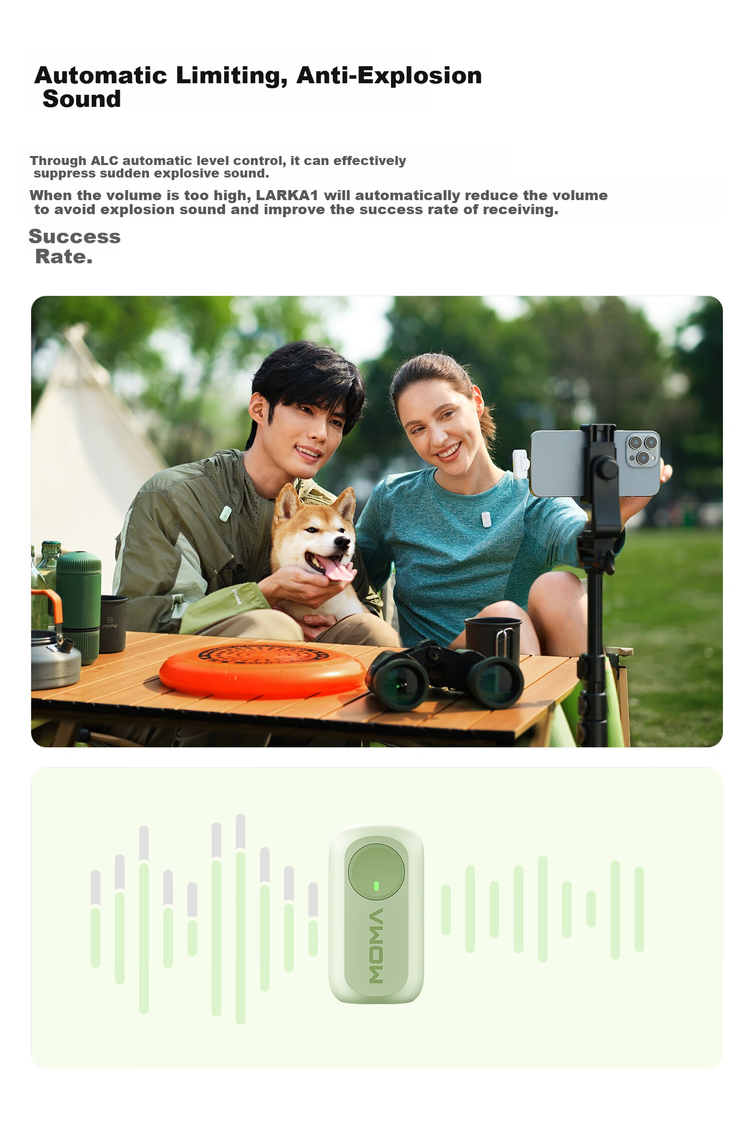 Петличный микрофон MOMA LARK A1, беспроводной, для смартфона, с шумоподавлением, мини-микрофон для интервью и записи звука