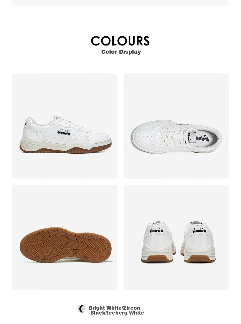 Diadora Мужские и женские низкие дышащие повседневные кроссовки ACTION, ярко-белый/цирконовый черный/ледяной белый, размер 37