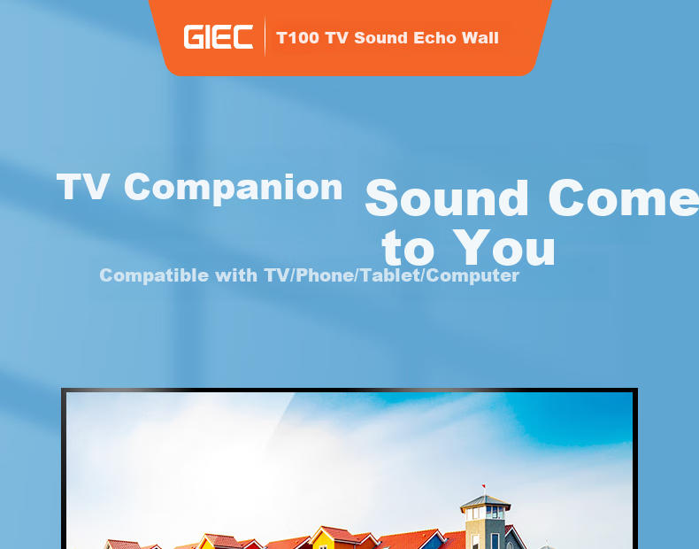 Акустическая система GIEC T100 Plus, саундбар, домашний кинотеатр, 100 Вт, 2.1 канальная