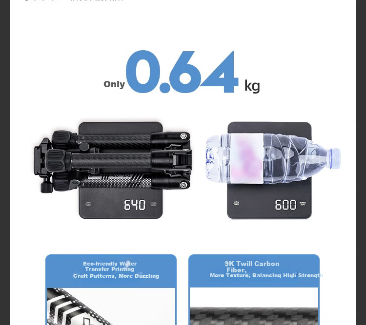 Штатив Fotopro Air Three Mini, портативный, из углеродного волокна, с зажимом для телефона