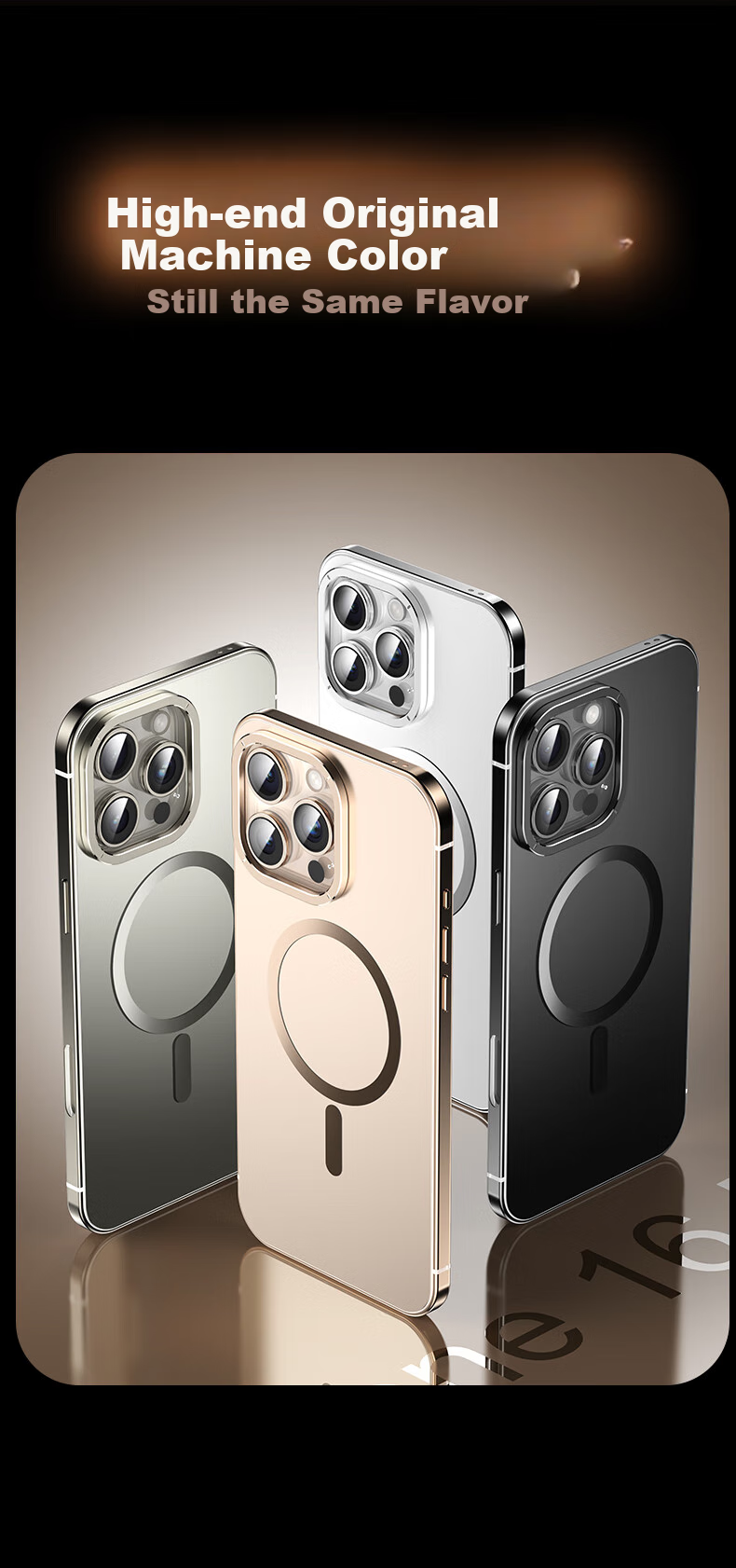 Чехол для iPhone 16 Pro Max IM-CHEN, противоударный, с магнитным кольцом и подставкой, ультратонкий, металлический, матовый, Титановый