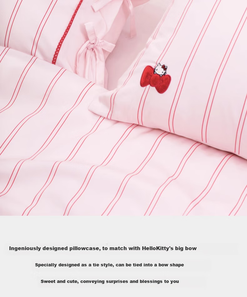 Комплект постельного белья tbh, "Hello Kitty", 1.8 м, хлопок, жаккард