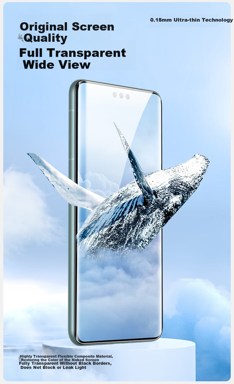 Защитная пленка для экрана Huawei Mate60 Pro/Mate60 Pro+/RS, гидрогелевая, противоударная, отпечатки пальцев, полное покрытие, 2 шт.