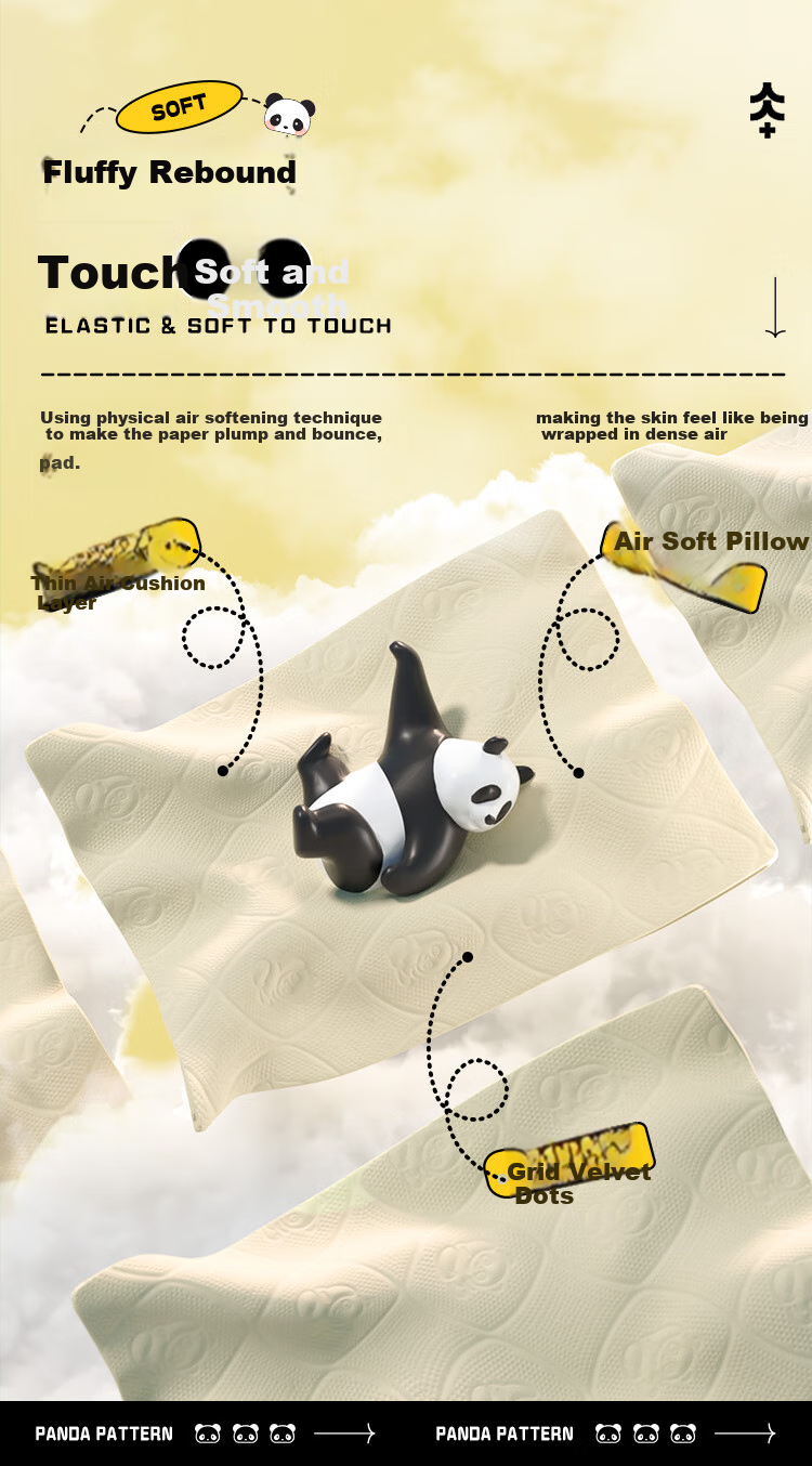 Влажные салфетки Shanqiu Panda, 4 слоя, 304 листа, 30 пачек, натуральный цвет бамбуковой мякоти, для домашнего использования