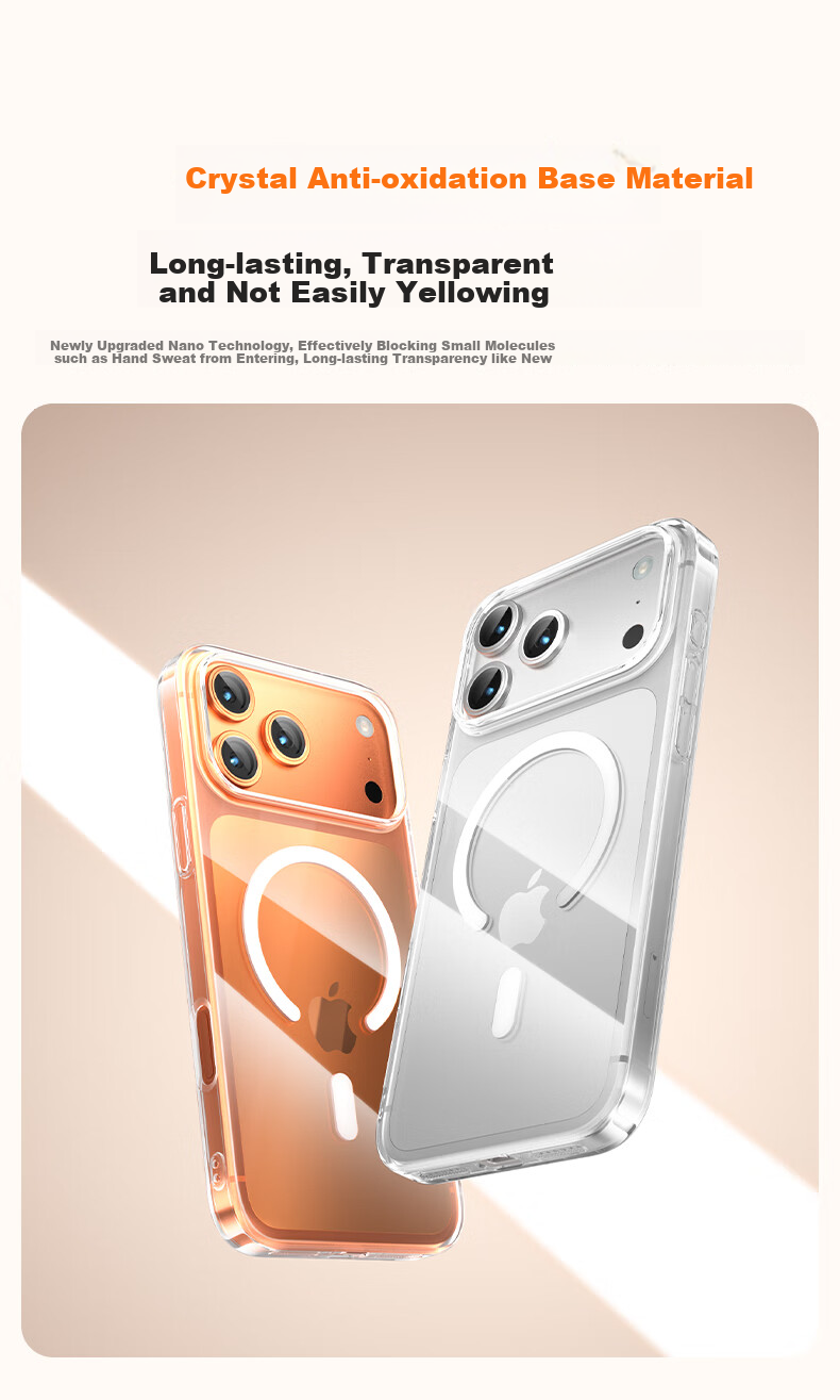 Чехол LLUNC для iPhone 17 Pro Max, прозрачный, ультратонкий, с MagSafe, защита от пожелтения