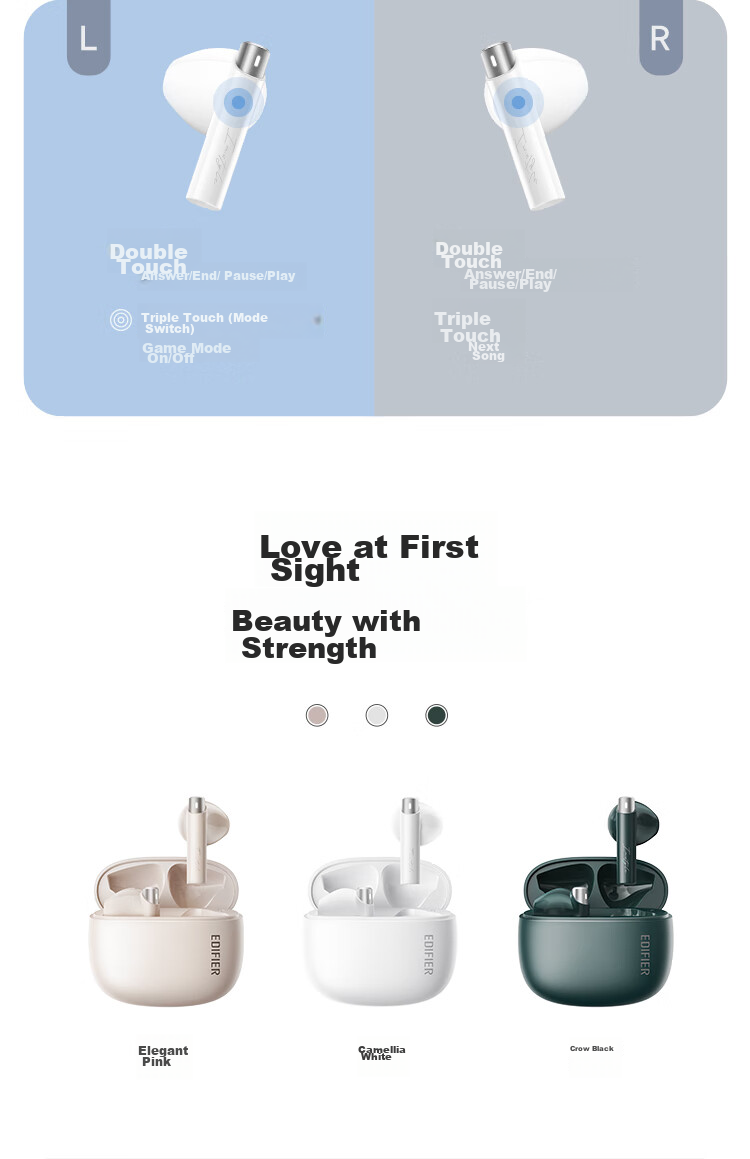 Беспроводные наушники EDIFIER Zero Buds, True Wireless, Bluetooth 5.3, полувнутриканальные, белый