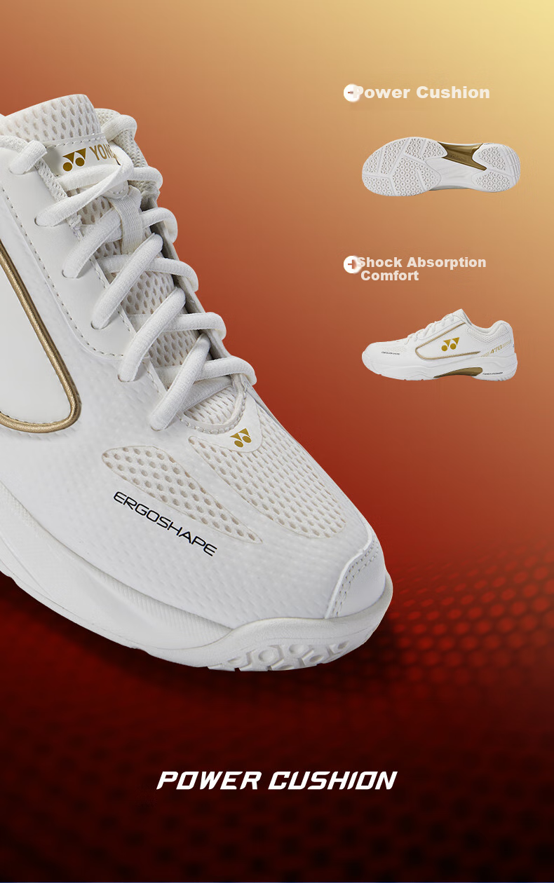 Кроссовки для бадминтона YONEX SHB470CR, профессиональные, унисекс, белые с золотым, размер 41