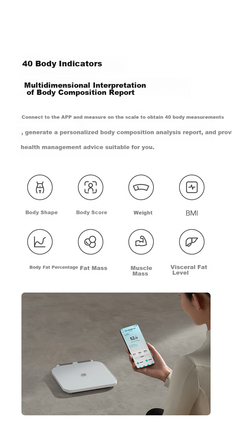 Умные весы Xiaomi Mijia S800 для анализа состава тела, с точным определением жира, Bluetooth, управление весом, для дома