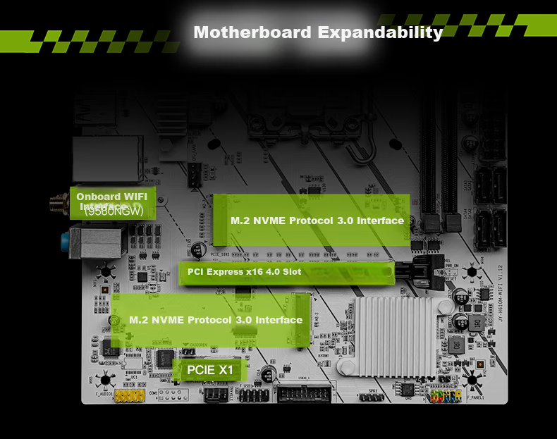 Материнская плата JGINYUE H610M-D PLUS WIFI DDR4 ARGB LGA 1700