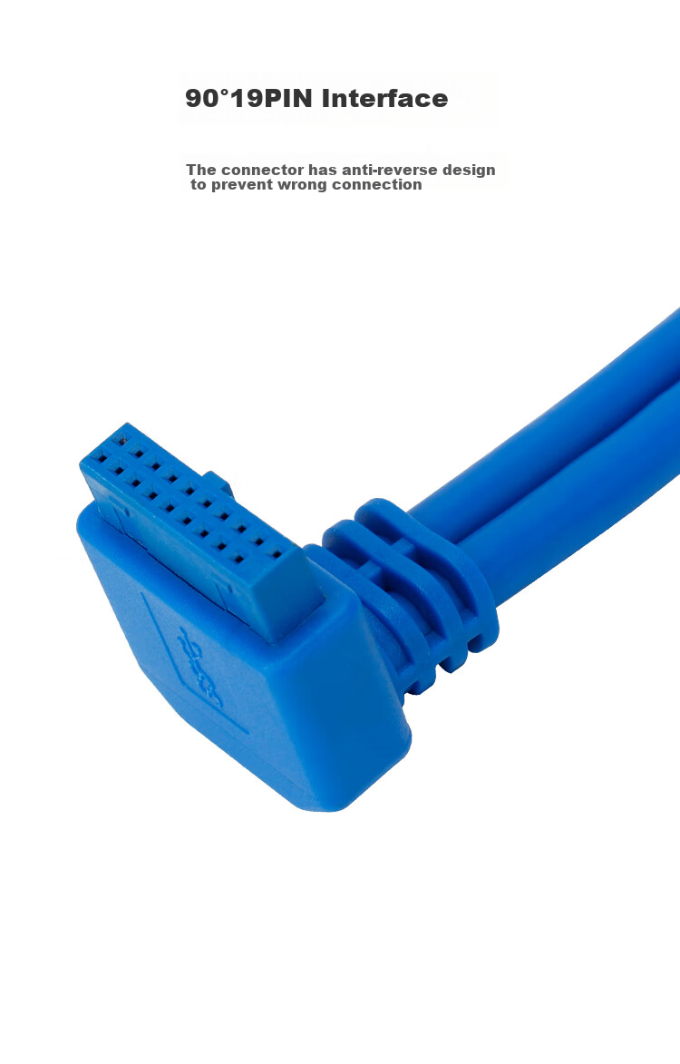 Кабель-удлинитель MOGE 19-Pin 90-градусный к двойному порту SUB3.0, адаптер USB с задней полувысокой полкой, MC8237