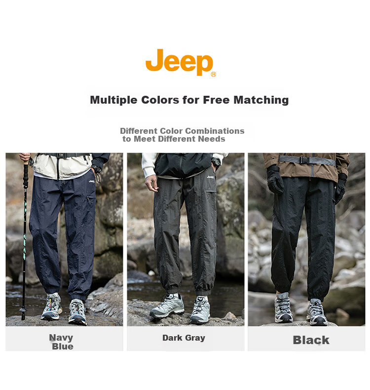 Джинсы JEEP Ice Silk Casual Pants для мужчин, летние модные мужские брюки, дышащие, быстросохнущие, темно-синие, размер XL