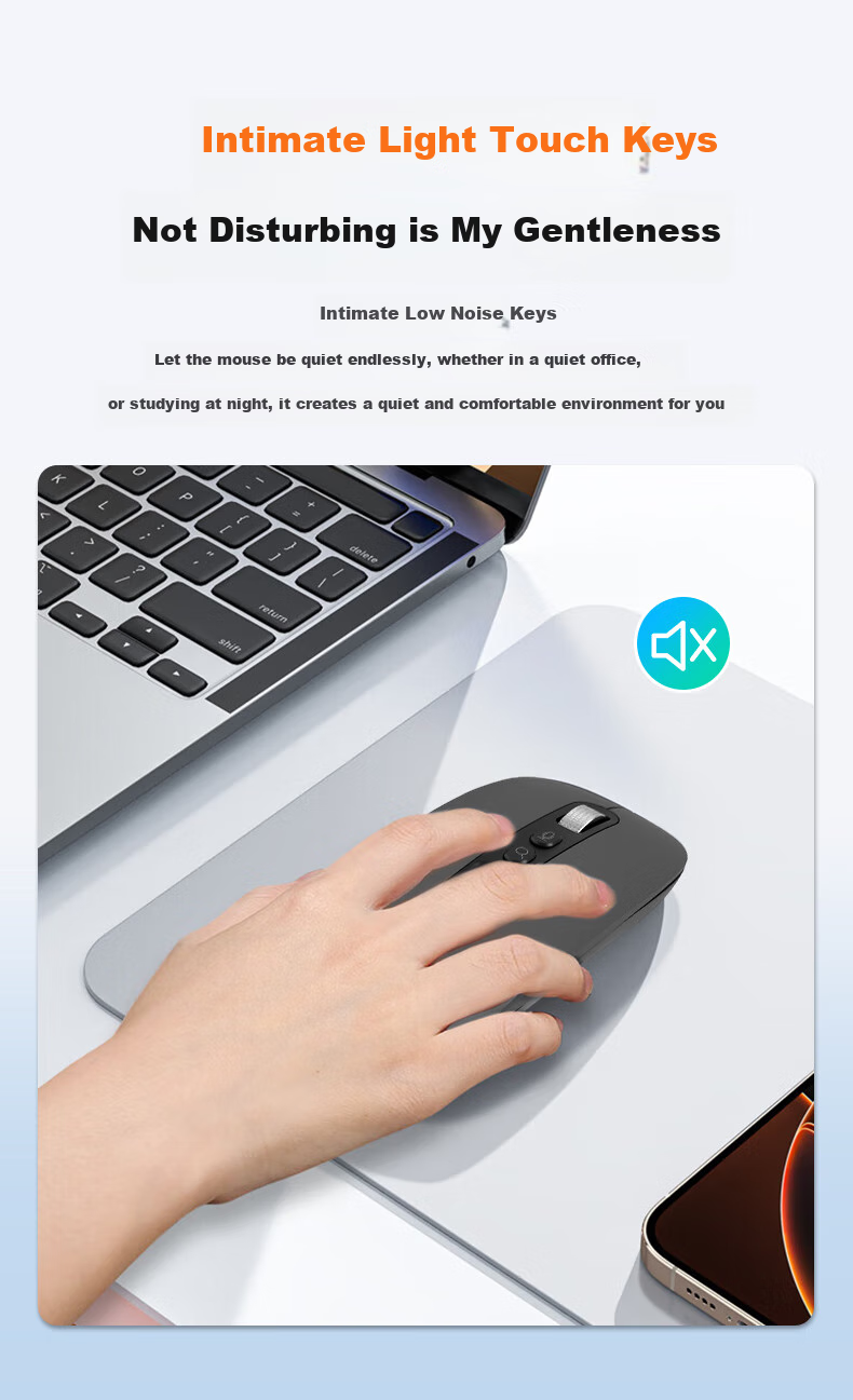 VENFISH AI Smart Voice Mouse, беспроводная Bluetooth-мышь с цифровым дисплеем, перезаряжаемая, серая
