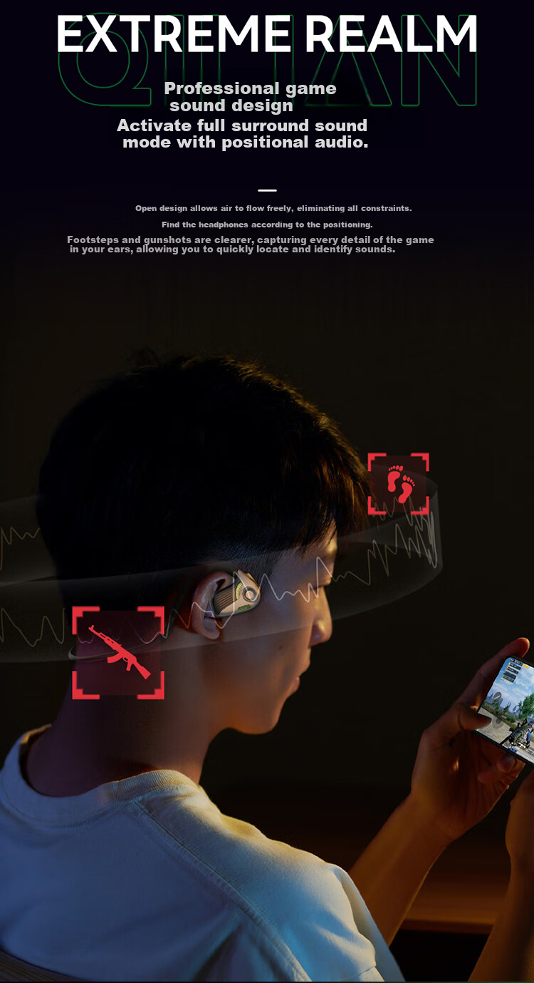 Qilian Беспроводная игровая гарнитура Bluetooth для компьютера и ноутбука, звуковое позиционирование для игр и киберспорта, не внутриушная конструкция, подарок для мужчин, PUBG 2.4G Delta [Звездная Метеорная Тропа]