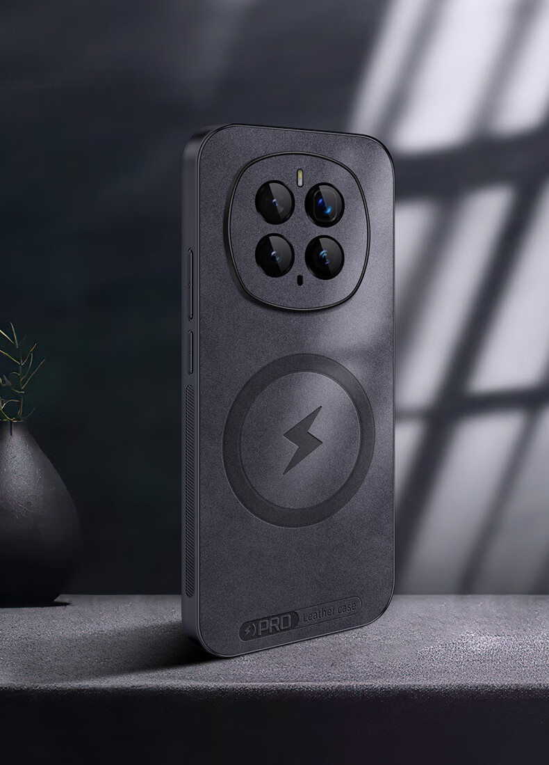 Чехол для телефона Shangsu для Honor Magic7 Pro, черный, из натуральной кожи, с магнитной застежкой