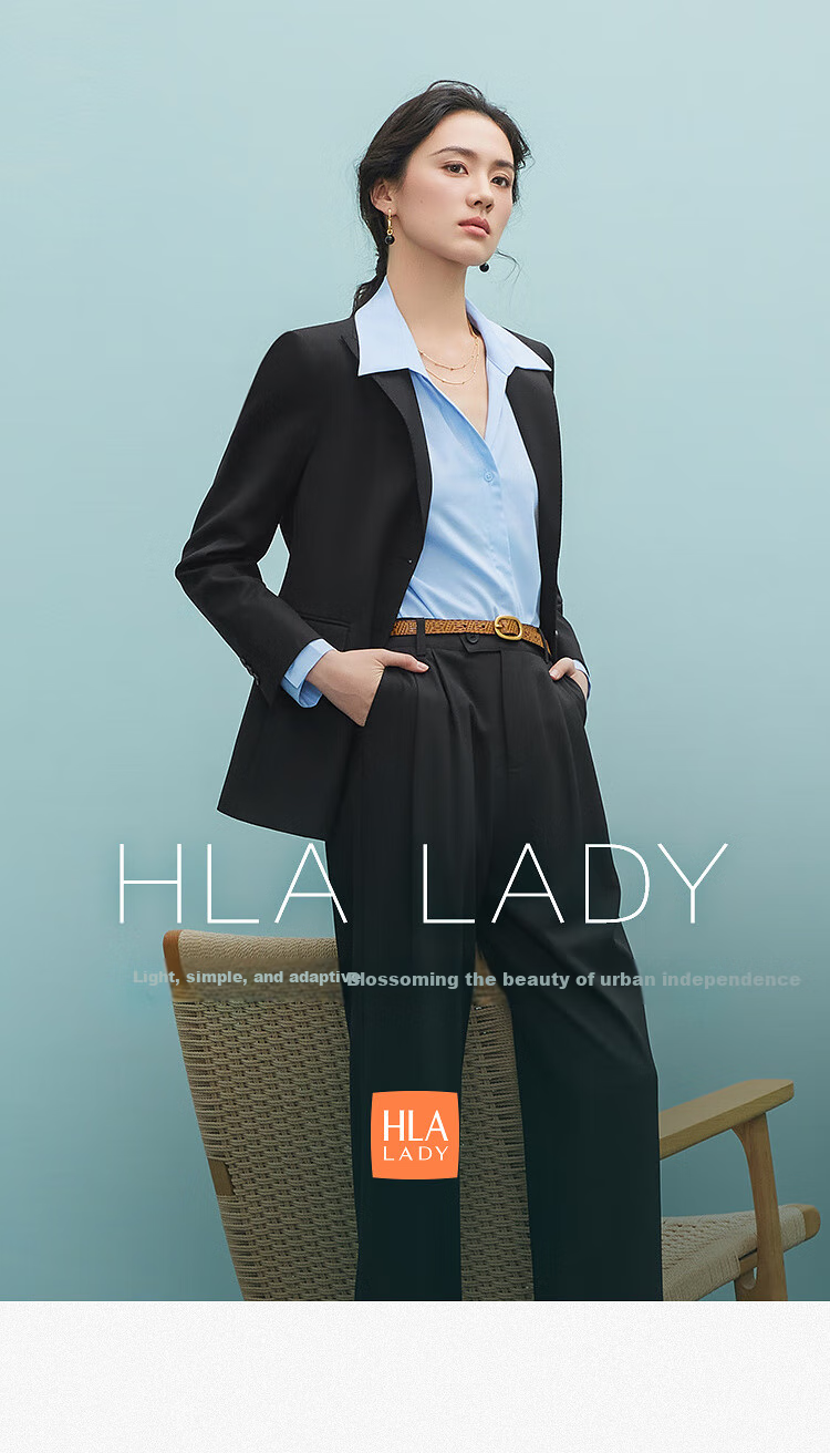 Женский костюм HLA, весенняя коллекция, с лацканами, эластичный пиджак и брюки, модель HTXAW1W302A, темно-синий