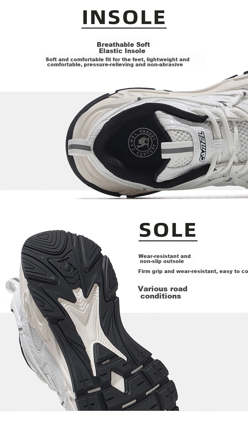 Мужские кроссовки CAMEL Galaxy Sports, дышащие, на толстой подошве, увеличивающие рост, повседневные, модель X15B30L4037, черно-белые, размер 42