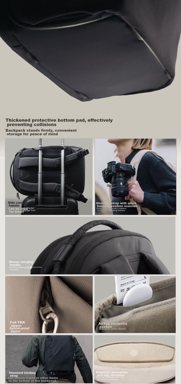 Рюкзак для фототехники PGYTECH OneGo Lite, 16 л, кремово-белый, водостойкий, для DSLR и беззеркальных камер, ноутбука