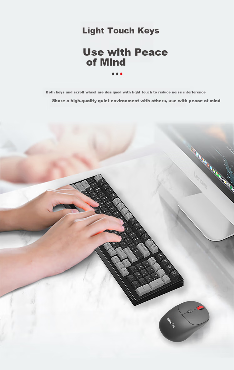 ThinkPlus Lenovo Беспроводная Bluetooth Мышь WL300Pro, Серая