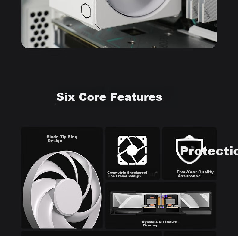 Вентилятор для корпуса CoolerMaster Mobius 120 White Edition, 120 мм, LDB подшипник, белый