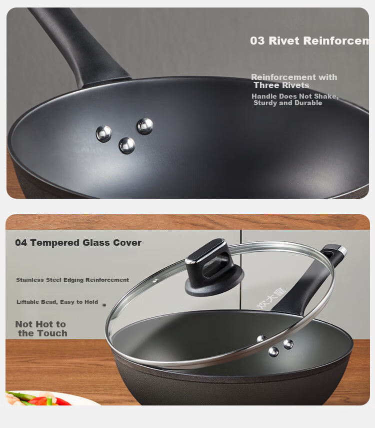 Вок COOKER KING DJ30ZT-S, чугунный, 30 см, без покрытия, для всех типов плит