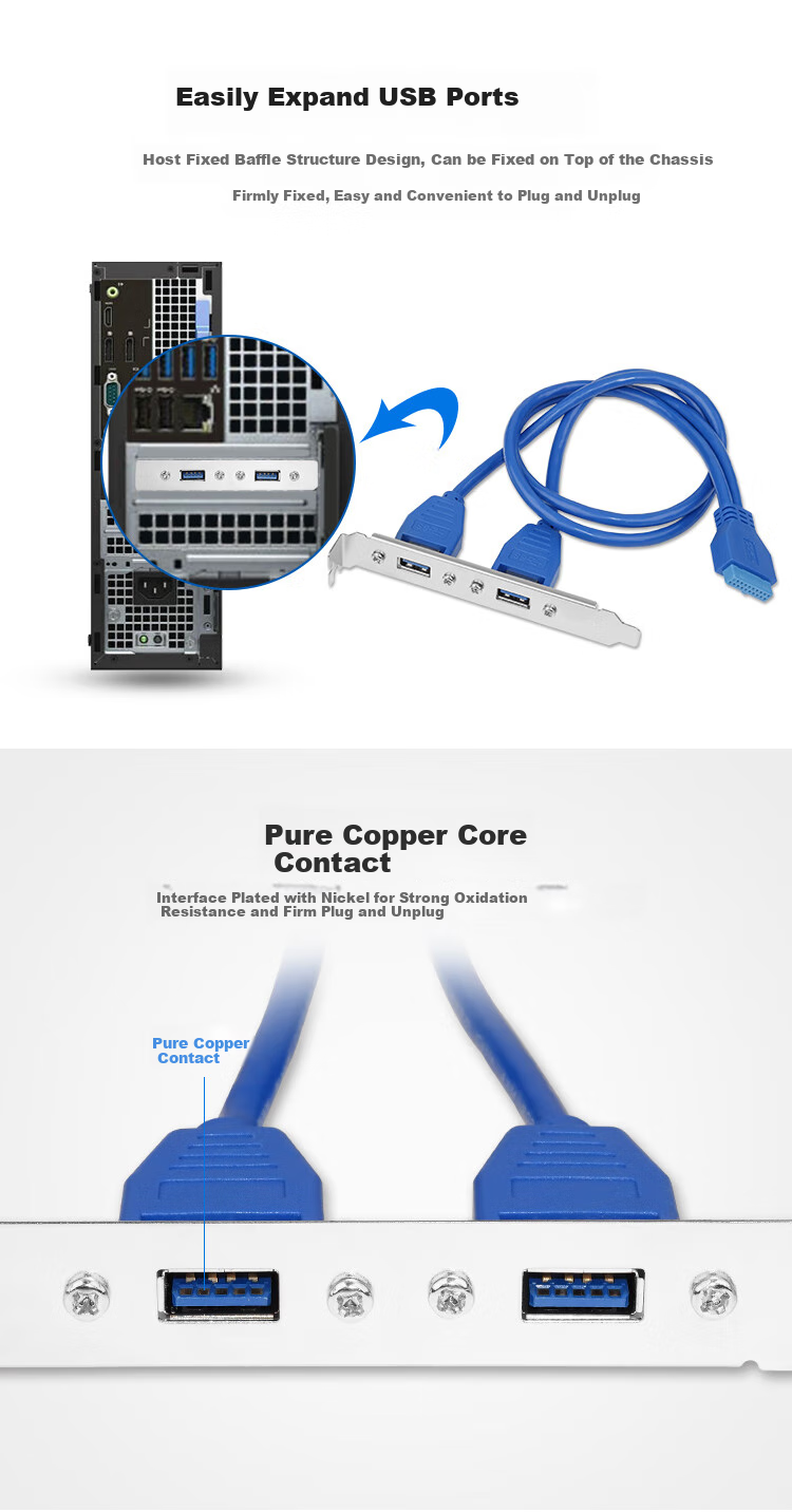 Кабель-удлинитель MOGE MC8230 USB 3.0 для задней панели, 20-контактный/19-контактный на два порта USB 3.0, карта расширения, плата расширения USB 3.0 на 2 порта