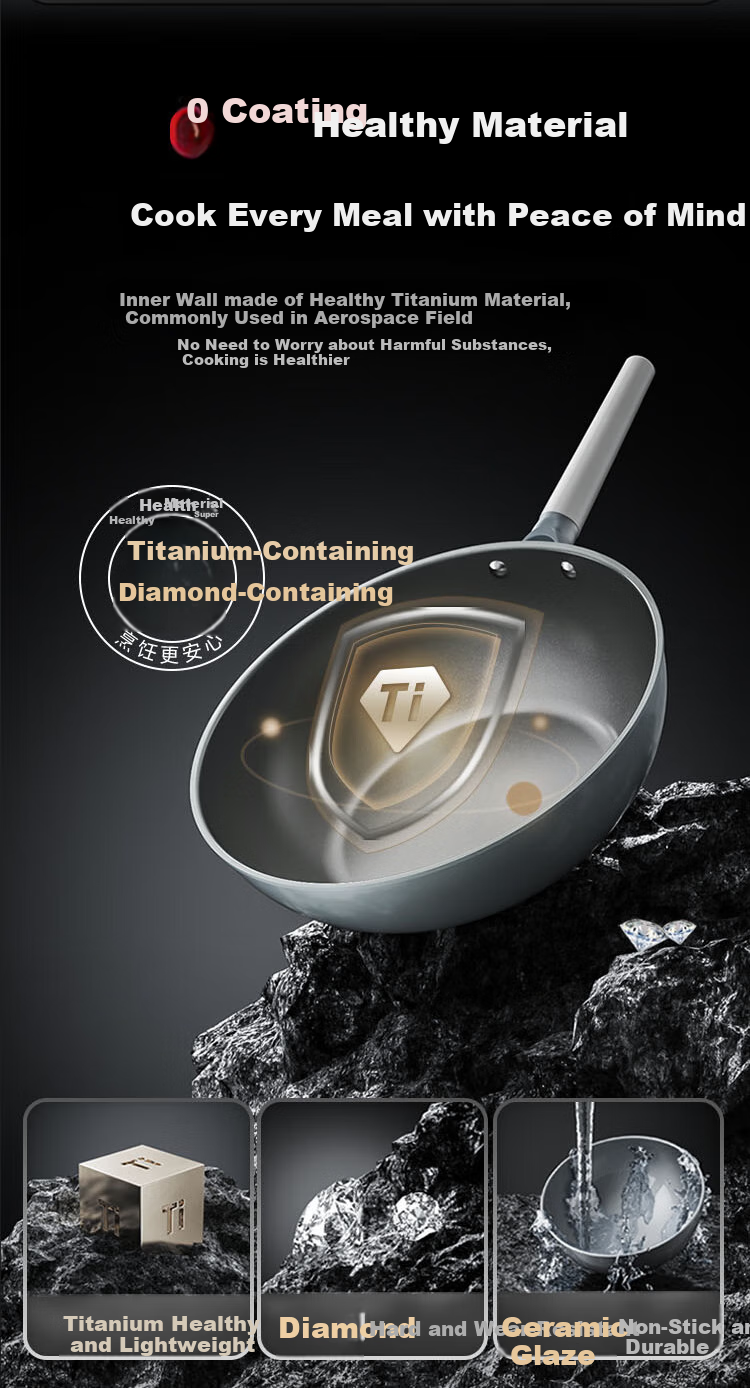 Сковорода One's Member Diamond Titanium Ceramic, 32 см, антипригарная, для дома, совместима с газовыми и индукционными плитами