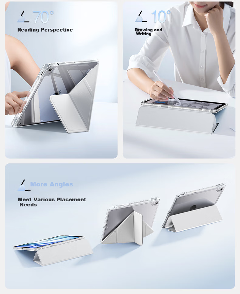 Чехол для iPad Air 7/6 Shanmo, 11 дюймов, M3 чип, прозрачный акриловый, черный
