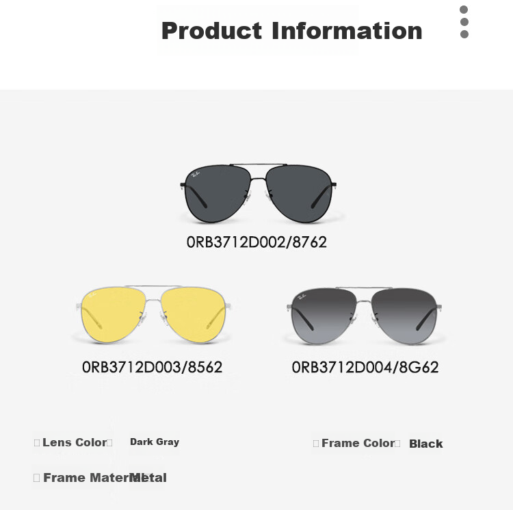 Солнцезащитные очки RayBan "Frog-Eye", стиль "Авиатор", унисекс, 0RB3712D002/8762, серые линзы, серый