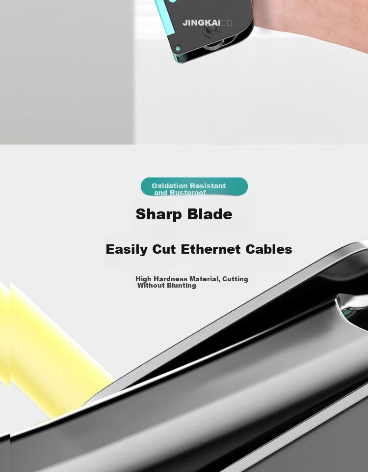 Кримпер Jingkai многофункциональный для обжима сетевых кабелей RJ45 Cat6 Cat7, инструмент для зачистки и обжима проводов с зажимом типа "ласточкин хвост" и сквозным отверстием