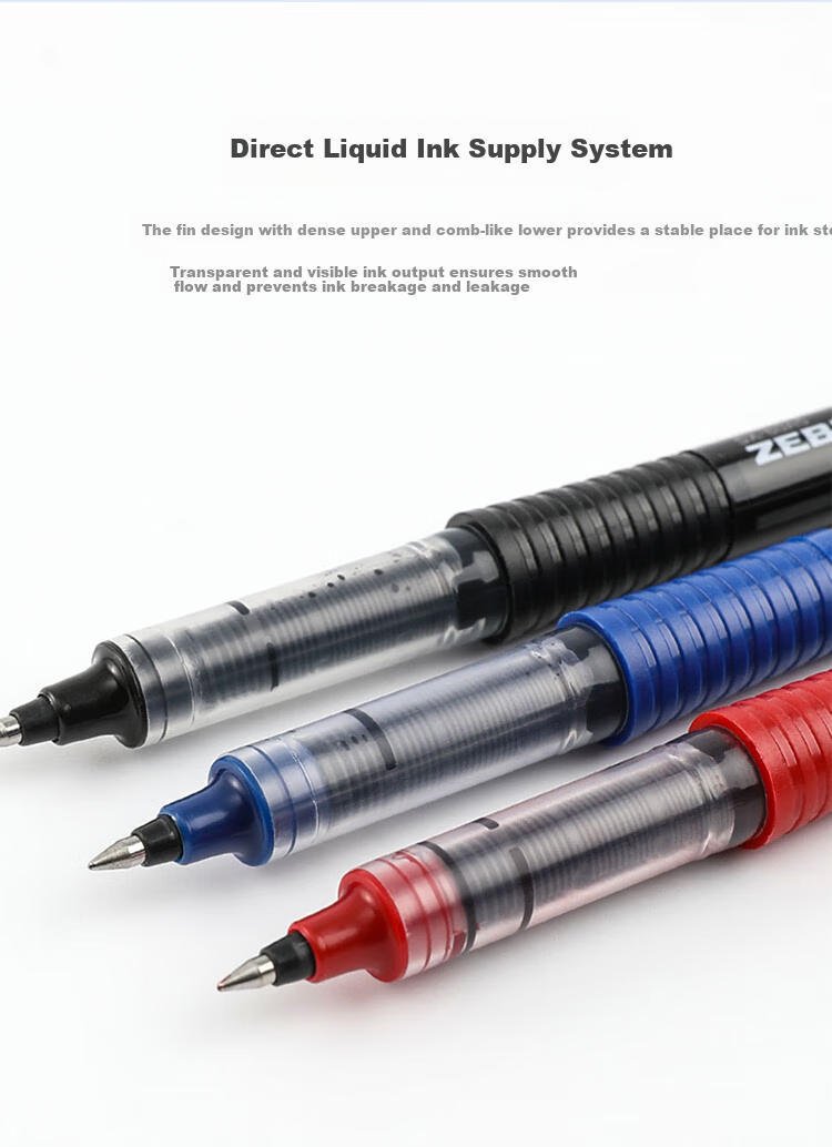 ZEBRA Silver Snake Direct Liquid Signing Pen, 0.5mm Cap-Off Gel Pen, Student Correction Pen, Office Red Pen, C-JB1, Red, Pack of 3