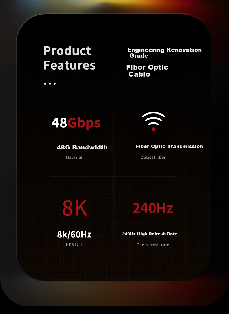BIAZE Fiber Optic HDMI Cable Version 2.1, 30 Meters, 8K60Hz, High-End Video Cable for Computer, TV, Home Theater, 3D Projector, Monitor Connection Cable