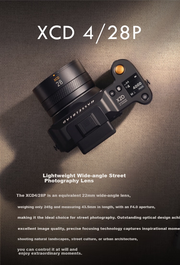 Легкоугольный объектив HASSELBLAD XCD 4/28P для уличной фотографии, совместим с камерами HASSELBLAD X2D/X1D/907X