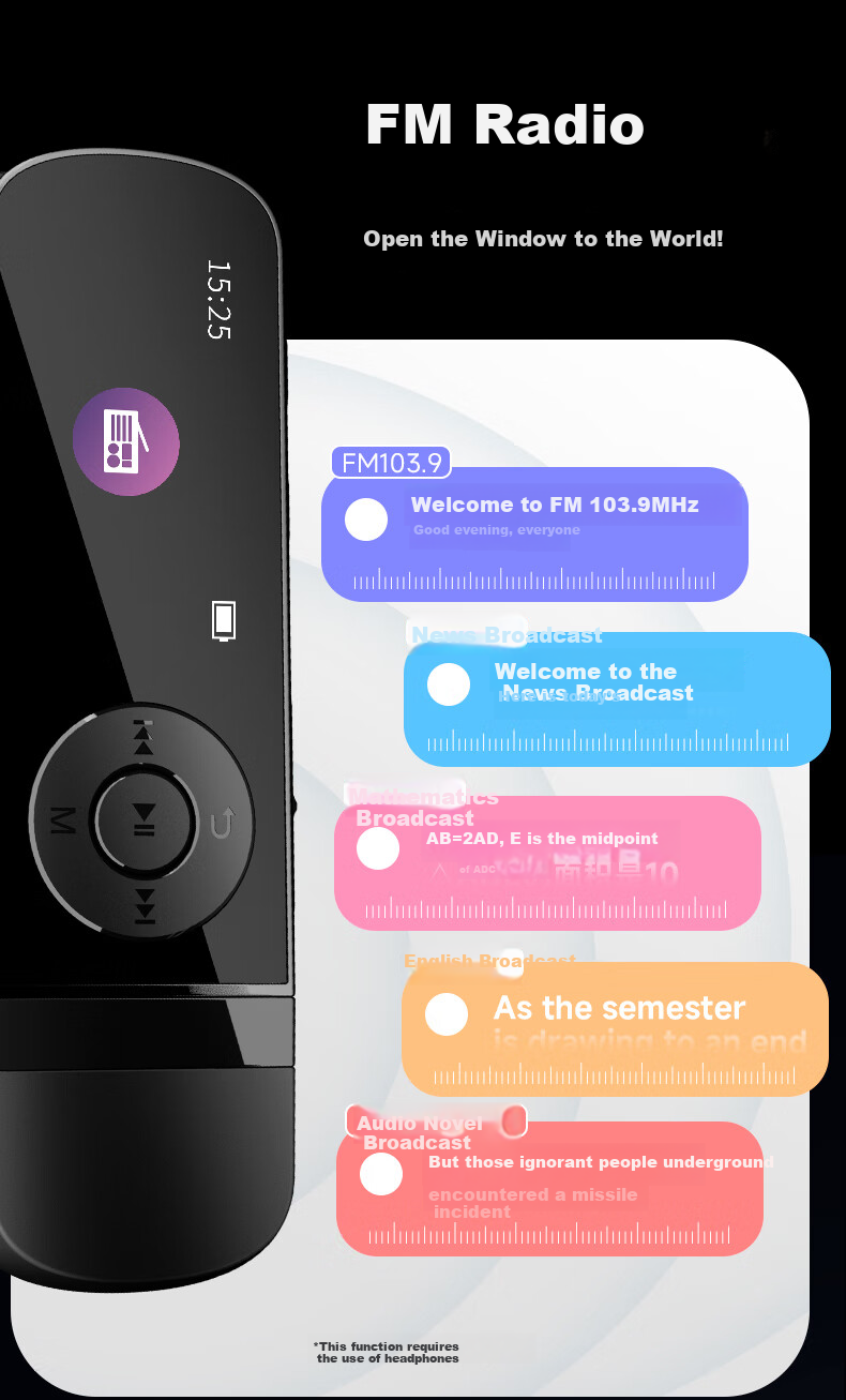 Портативный MP3-плеер Aigo MP3-100, 128 ГБ, Bluetooth, для студентов, для обучения английскому языку, для спорта, с функцией записи, в стиле USB-флешки с портом USB-C