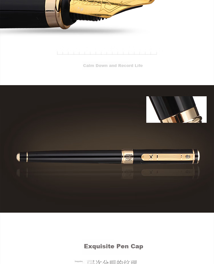 Перьевая ручка Pimio Gentleman Series 902, золотой зажим, черная, 1.0 мм, подарочная упаковка