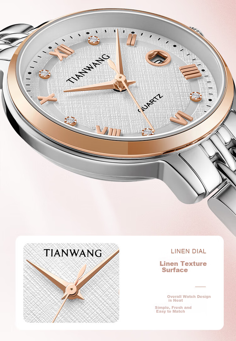 Женские часы TIAN WANG LS31374TP.D.S.W, кварцевые, стальной ремешок, винтажные, элегантные, подарок на День Святого Валентина