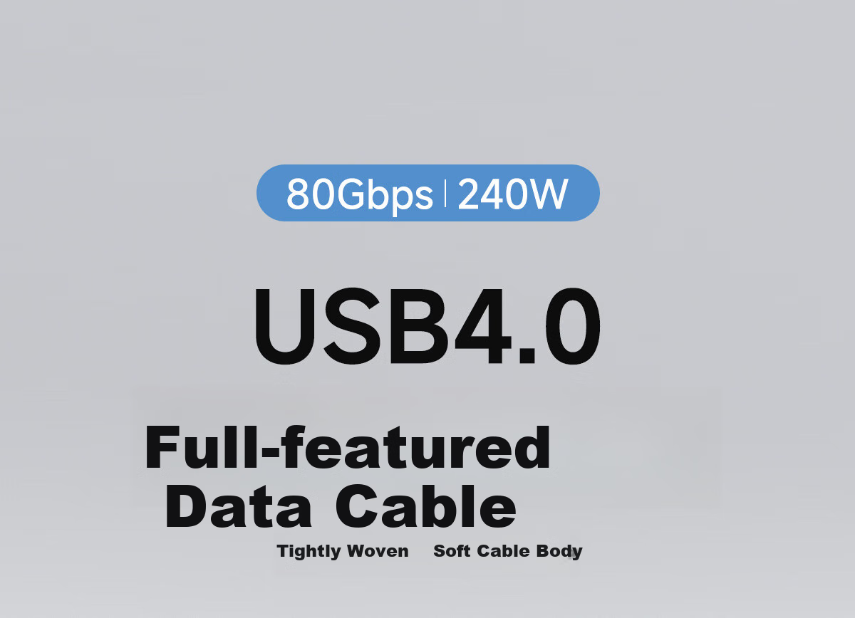 Кабель Hagibis Type-C USB 4, Thunderbolt 4/5, 80 Гбит/с, 240 Вт, 0.5 м