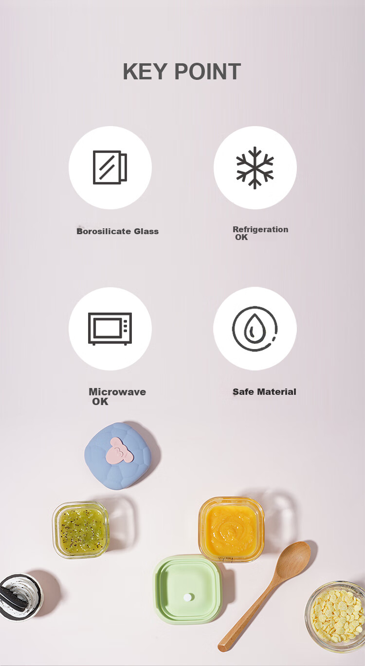 Детская посуда LOCK&LOCK, контейнер для детского питания, стеклянная миска для детского питания, для приготовления на пару и замораживания, для детей, оранжевый, 150 мл * 2