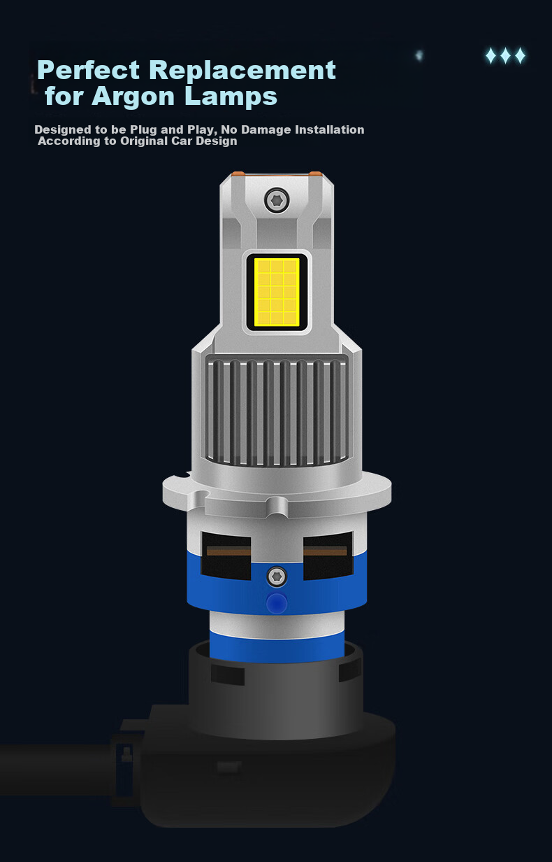 Светодиодные фары головного света Cnlight D4S, комплект из 2 шт., 6000K, 55W